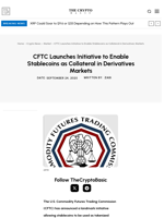 CFTC Launches Initiative to Enable Stablecoins as Collateral in Derivatives Markets