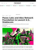 Paxos Labs and Aleo Network Foundation to Launch U.S. Stablecoin - 