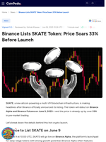 Binance Lists SKATE Token: Price Soars 33% Before Launch