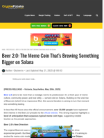 Beer 2.0: The Meme Coin That’s Brewing Something Bigger on Solana