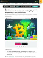 Bitcoin enters ‘acceleration phase’ resembling BTC price gains seen after Trump election victory