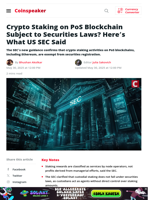 Is Staking a Security? Here’s What the US SEC Says