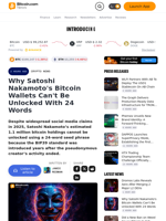 Why Satoshi Nakamoto's Bitcoin Wallets Can't Be Unlocked With 24 Words – Crypto News Bitcoin News