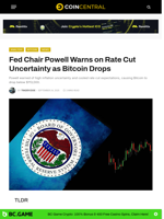 Fed Chair Powell Warns on Rate Cut Uncertainty as Bitcoin Drops - CoinCentral