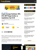 Crypto Carnage Continues: BTC, ETH, XRP Plunge Further as Liquidations Top $1.1B