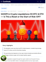 $400M in Crypto Liquidations Hit BTC & ETH — Is This a Reset or the Start of Risk-Off?