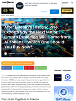 After Bitcoin's Historic Rise, Experts Say the Next Major Crypto Explosion Will Come from AI Tokens—Which One Should You Buy Now? | Live Bitcoin News