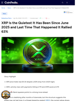 XRP Is the Quietest It Has Been Since June 2025 and Last Time That Happened It Rallied 63%