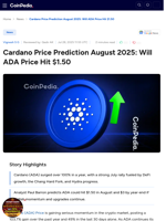 Cardano Price Prediction August 2025: Will ADA Price Hit $1.50