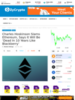 Charles Hoskinson Slams Ethereum, Says It Will Be ‘Dead In 10 Years Like Blackberry’ ⋆ ZyCrypto