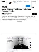 '99>98': How Michael Saylor Plans to Move Strategy's Bitcoin Holdings Toward Profit - U.Today