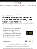 BitMine Immersion Amasses $6.6B Ethereum Hoard, Tops Corporate Holders - 