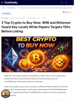 3 Top Crypto to Buy Now: BNB and Bittensor Guard Key Levels While Pepeto Targets 150x Before Listing