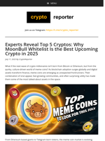 Experts Reveal Top 5 Cryptos: Why MoonBull Whitelist Is the Best Upcoming Crypto in 2025