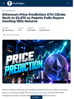 Ethereum Price Prediction: ETH Climbs Back to $2,370 as Pepeto Pulls Buyers Hunting 100x Returns - TechBullion