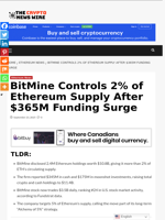 BitMine Controls 2% of Ethereum Supply After $365M Funding Surge - The Crypto News Wire