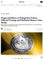Dogecoin Rises as Pump.fun Token, Official Trump and Melania Meme Coins Jump - Decrypt