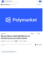 Bitcoin Miners Shift $800M Into AI Infrastructure as Profits Vanish | Headlines | News | CoinMarketCap
