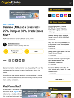 Cardano (ADA) at a Crossroads: 25% Pump or 60% Crash Comes Next?