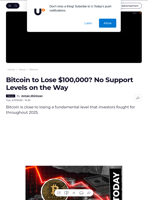 Bitcoin to Lose $100,000? No Support Levels on the Way - U.Today