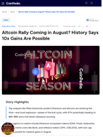 Altcoin Rally Coming in August? History Says 10x Gains Are Possible
