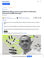 CZ Reveals BNB Holdings, BROCCOLI Meme Coin Spikes