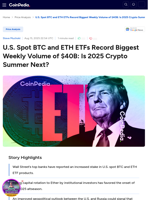 Spot BTC and ETH ETFs Record Biggest Weekly Volume of $40B