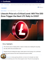 Litecoin Price at a Critical Level: Will This $50 Zone Trigger the Next LTC Rally to $100?