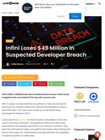 Infini Loses $49 Million in Suspected Developer Breach | Live Bitcoin News