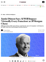 Jamie Dimon Says AI Will Impact 'Virtually Every Function' at JPMorgan Chase - Decrypt