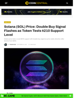 Solana (SOL) Price: Double Buy Signal Flashes as Token Tests $210 Support Level - CoinCentral