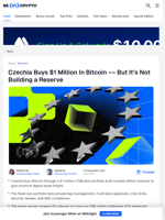 Czech Republic Buys Bitcoin, But Not For a Reserve