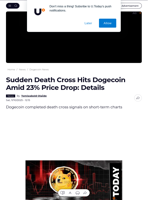 Sudden Death Cross Hits Dogecoin Amid 23% Price Drop: Details - U.Today