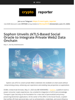 Sophon Unveils zkTLS-Based Social Oracle to Integrate Private Web2 Data Onchain