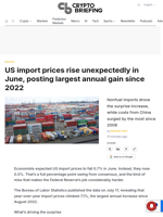 US import prices rise unexpectedly in June, posting largest annual gain since 2022