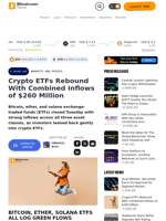 Crypto ETFs Rebound With Combined Inflows of $260 Million – Markets and Prices Bitcoin News