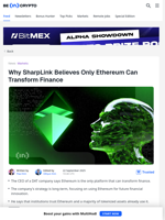 Why SharpLink Believes Only Ethereum Can Transform Finance - BeInCrypto