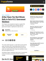 Arthur Hayes Ties Next Bitcoin Rally to End of U.S. Government Shutdown