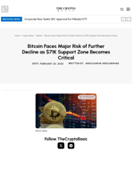 Bitcoin Faces Major Risk of Further Decline as $71K Support Zone Becomes Critical