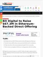 Bit Digital to Raise $67.3M in Ethereum-Backed Direct Offering - The Crypto News Wire