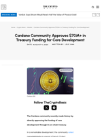 Cardano Community Approves $70M+ in Treasury Funding for Core Development
