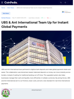 UBS & Ant International Team Up for Instant Global Payments