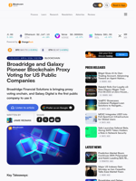 Broadridge and Galaxy Pioneer Blockchain Proxy Voting for US Public Companies – Blockchain Bitcoin News