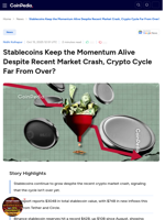 Stablecoins Keep the Momentum Alive Despite Recent Market Crash, Crypto Cycle Far From Over?