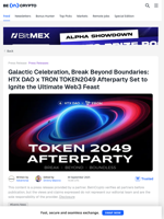 HTX DAO x TRON TOKEN2049 Afterparty Set to Ignite the Ultimate Web3 Feast