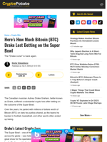 Here's How Much Bitcoin (BTC) Drake Lost Betting on the Super Bowl