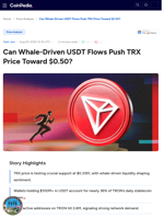 Can Whale-Driven USDT Flows Push TRX Price Toward $0.50?