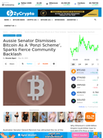 Aussie Senator Dismisses Bitcoin As A ‘Ponzi Scheme’, Sparks Fierce Community Backlash ⋆ ZyCrypto