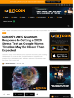 Satoshi’s 2010 Quantum Response Is Getting A 2026 Stress Test As Google Warns Timeline May Be Closer Than Expected