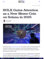 SOLX Gains Attention as a New Meme Coin on Solana in 2025